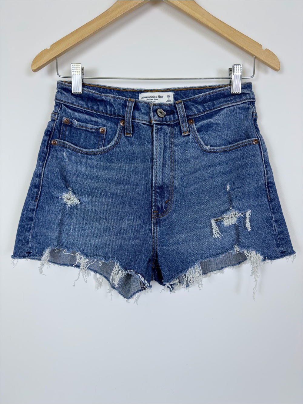 Abercrombie Mom Shorts High Rise Distressed